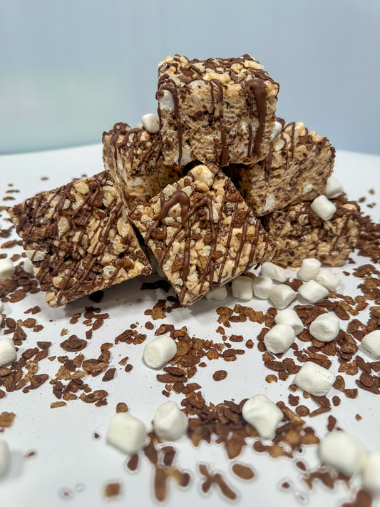 chocolate cocoa pebbles rice crispy treat