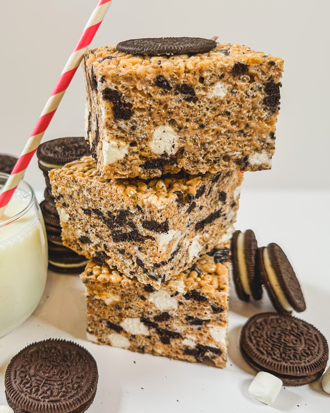 Gourmet Cookies and Cream Rice Crispy Treat