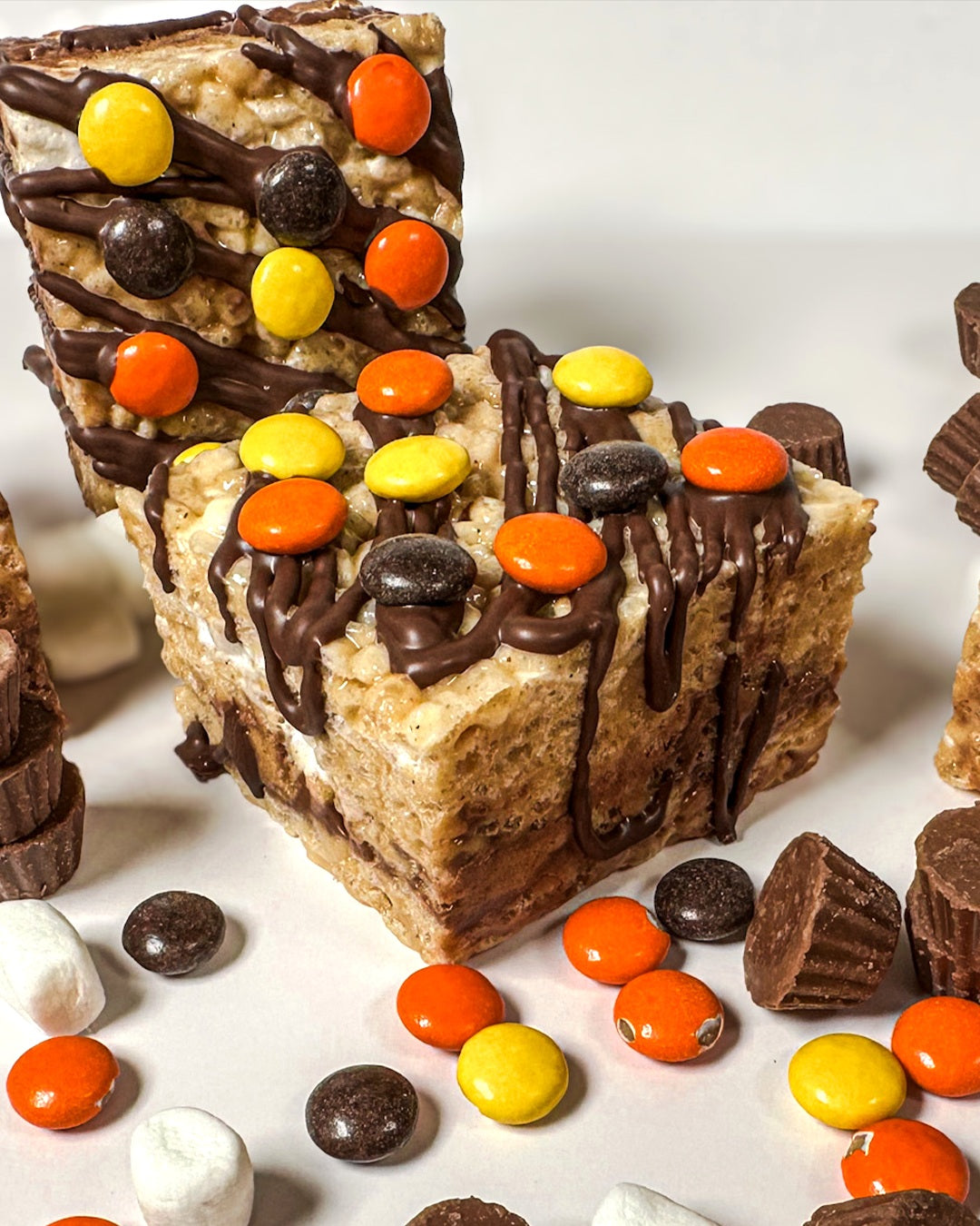 Custom chocolate cocoa rice crispy treat with personalized fondant topper